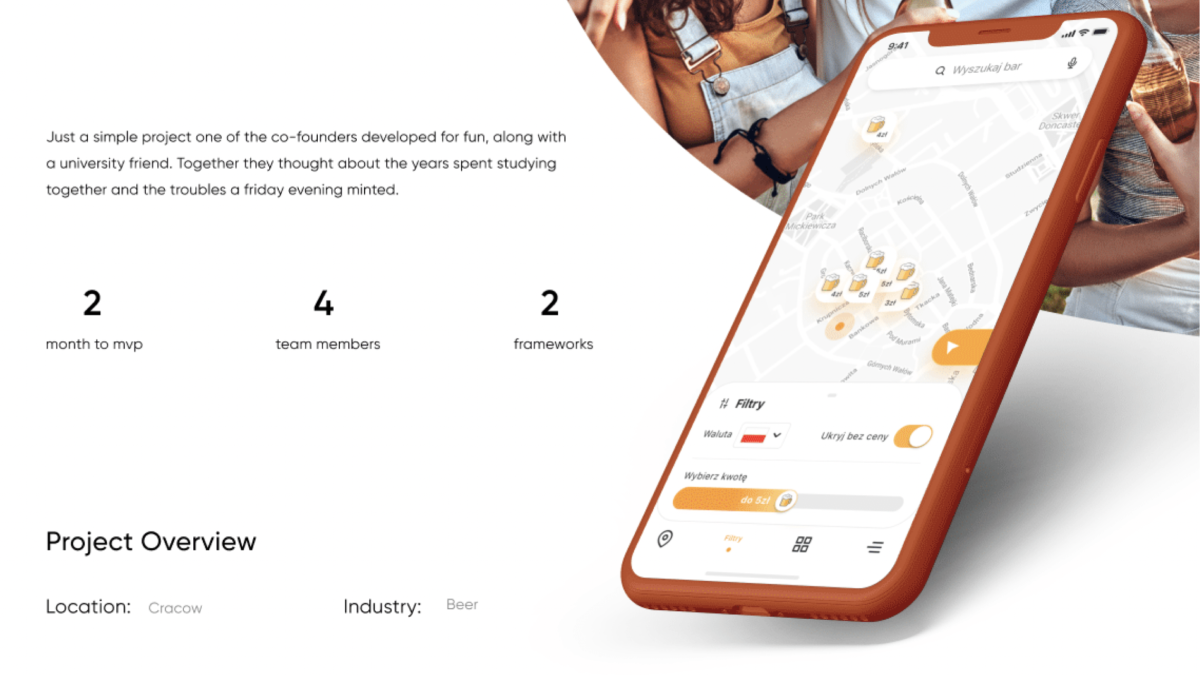 Beer Off mobile app interface showing location-based beer finding features